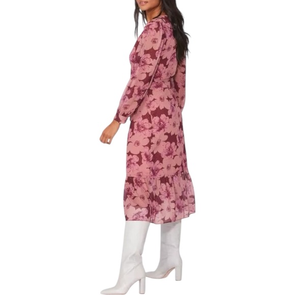 PAIGE Aloe Wrap Midi Dress in Mauve. Size XS - Picture 3 of 14